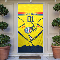 Personalized Ecuador Football Door Cover Dynamic Line Soccer Graphic Flag Colors