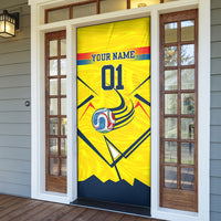 Personalized Ecuador Football Door Cover Dynamic Line Soccer Graphic Flag Colors