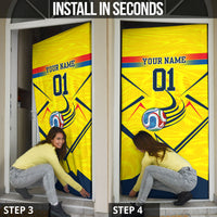 Personalized Ecuador Football Door Cover Dynamic Line Soccer Graphic Flag Colors