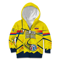Personalized Ecuador Football Kid Hoodie Dynamic Line Soccer Graphic Flag Colors
