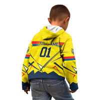 Personalized Ecuador Football Kid Hoodie Dynamic Line Soccer Graphic Flag Colors