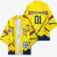 Personalized Ecuador Football Kimono Dynamic Line Soccer Graphic Flag Colors