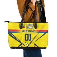 Personalized Ecuador Football Leather Tote Bag Dynamic Line Soccer Graphic Flag Colors