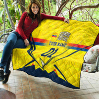 Personalized Ecuador Football Quilt Dynamic Line Soccer Graphic Flag Colors