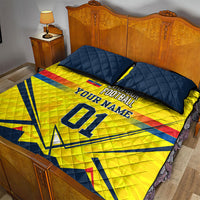 Personalized Ecuador Football Quilt Bed Set Dynamic Line Soccer Graphic Flag Colors