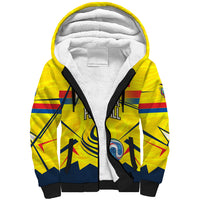 Personalized Ecuador Football Sherpa Hoodie Dynamic Line Soccer Graphic Flag Colors