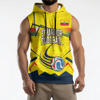 Personalized Ecuador Football Sleeveless Hoodie Dynamic Line Soccer Graphic Flag Colors