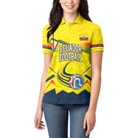Personalized Ecuador Football Women Polo Shirt Dynamic Line Soccer Graphic Flag Colors