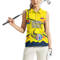 Personalized Ecuador Football Women Sleeveless Polo Shirt Dynamic Line Soccer Graphic Flag Colors
