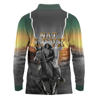 Nat Love Deadwood Dick Legendary Black Cowboy Long Sleeve Polo Shirt Western Frontier Style With Native Southwest Pattern