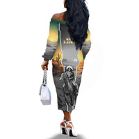 Nat Love Deadwood Dick Legendary Black Cowboy Off The Shoulder Long Sleeve Dress Western Frontier Style With Native Southwest Pattern