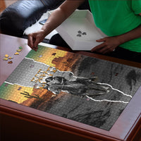 Nat Love Deadwood Dick Legendary Black Cowboy Puzzle Western Frontier Style With Native Southwest Pattern