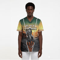 Nat Love Deadwood Dick Legendary Black Cowboy Scrub Top Western Frontier Style With Native Southwest Pattern