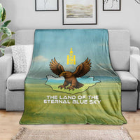 Mongolia Blanket with Eagle Map Eternal Blue Sky Steppe Spirit