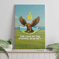Mongolia Canvas Wall Art with Eagle Map Eternal Blue Sky Steppe Spirit