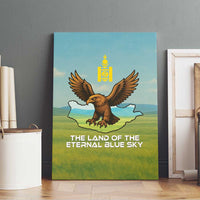 Mongolia Canvas Wall Art with Eagle Map Eternal Blue Sky Steppe Spirit