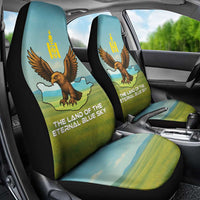 Mongolia Car Seat Cover with Eagle Map Eternal Blue Sky Steppe Spirit
