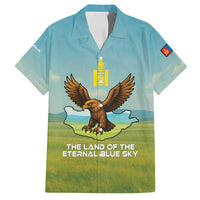 Mongolia Family Matching Long Sleeve Bodycon Dress and Hawaiian Shirt with Eagle Map Eternal Blue Sky Steppe Spirit