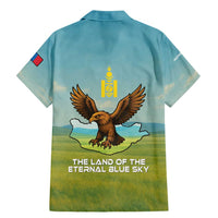 Mongolia Family Matching Mermaid Dress and Hawaiian Shirt with Eagle Map Eternal Blue Sky Steppe Spirit