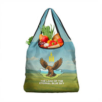 Mongolia Grocery Bag with Eagle Map Eternal Blue Sky Steppe Spirit