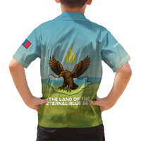Mongolia Hawaiian Shirt with Eagle Map Eternal Blue Sky Steppe Spirit