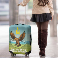 Mongolia Luggage Cover with Eagle Map Eternal Blue Sky Steppe Spirit
