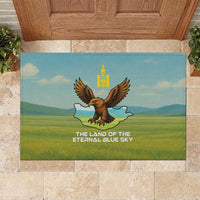 Mongolia Rubber Doormat with Eagle Map Eternal Blue Sky Steppe Spirit