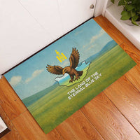 Mongolia Rubber Doormat with Eagle Map Eternal Blue Sky Steppe Spirit