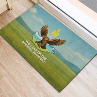 Mongolia Rubber Doormat with Eagle Map Eternal Blue Sky Steppe Spirit