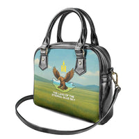 Mongolia Shoulder Handbag with Eagle Map Eternal Blue Sky Steppe Spirit