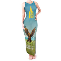Mongolia Tank Maxi Dress with Eagle Map Eternal Blue Sky Steppe Spirit