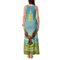 Mongolia Tank Maxi Dress with Eagle Map Eternal Blue Sky Steppe Spirit