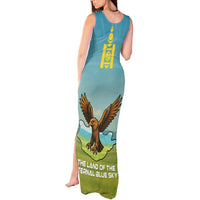Mongolia Tank Maxi Dress with Eagle Map Eternal Blue Sky Steppe Spirit