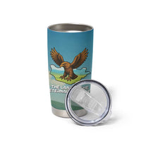 Mongolia Tumbler Cup with Eagle Map Eternal Blue Sky Steppe Spirit