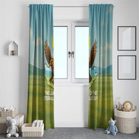 Mongolia Window Curtain with Eagle Map Eternal Blue Sky Steppe Spirit