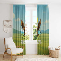 Mongolia Window Curtain with Eagle Map Eternal Blue Sky Steppe Spirit