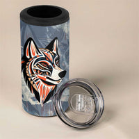 Mongolia 4 in 1 Can Cooler Tumbler with Tribal Wolf Clouds Red Blue Flag Spirit