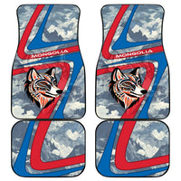 Mongolia Car Mats with Tribal Wolf Clouds Red Blue Flag Spirit