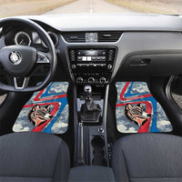 Mongolia Car Mats with Tribal Wolf Clouds Red Blue Flag Spirit