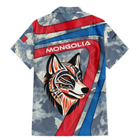 Mongolia Family Matching Mermaid Dress and Hawaiian Shirt with Tribal Wolf Clouds Red Blue Flag Spirit