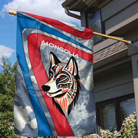 Mongolia Garden Flag with Tribal Wolf Clouds Red Blue Flag Spirit