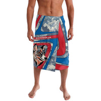 Mongolia Lavalava with Tribal Wolf Clouds Red Blue Flag Spirit