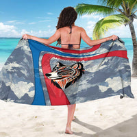 Mongolia Sarong with Tribal Wolf Clouds Red Blue Flag Spirit