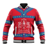 Mongolia Baseball Jacket with Soyombo Dragon Sun Red Blue Tradition Spirit