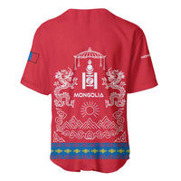 Mongolia Baseball Jersey with Soyombo Dragon Sun Red Blue Tradition Spirit