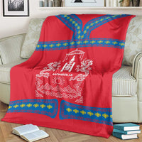 Mongolia Blanket with Soyombo Dragon Sun Red Blue Tradition Spirit
