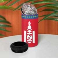 Mongolia 4 in 1 Can Cooler Tumbler with Soyombo Dragon Sun Red Blue Tradition Spirit