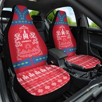 Mongolia Car Seat Cover with Soyombo Dragon Sun Red Blue Tradition Spirit
