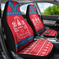 Mongolia Car Seat Cover with Soyombo Dragon Sun Red Blue Tradition Spirit