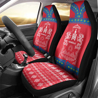 Mongolia Car Seat Cover with Soyombo Dragon Sun Red Blue Tradition Spirit